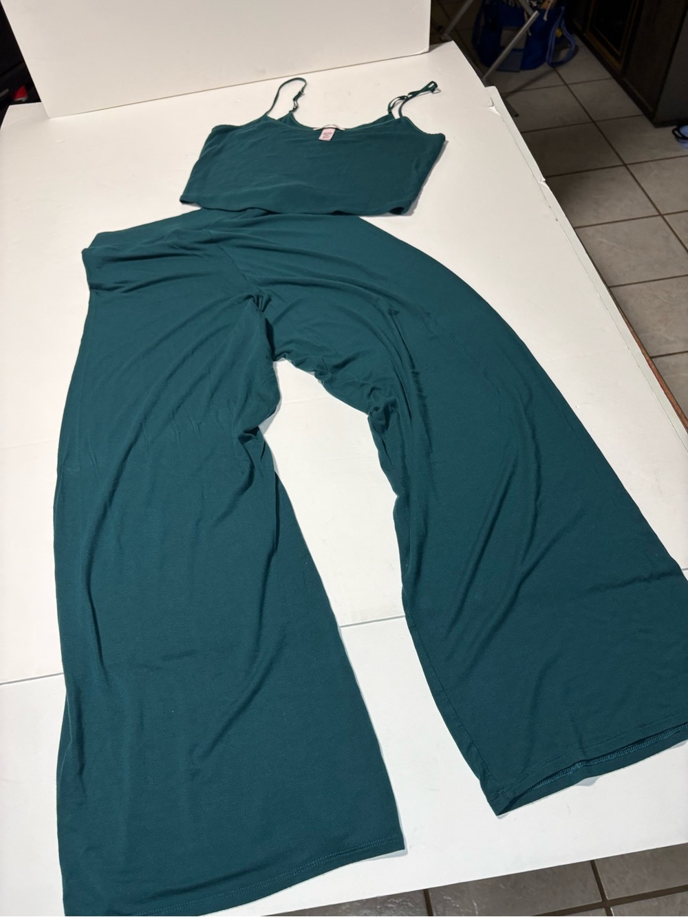 4/$25 Victoria’s Secret Jewel Green 2 Piece Lounge Set Tank Pants Large M/L